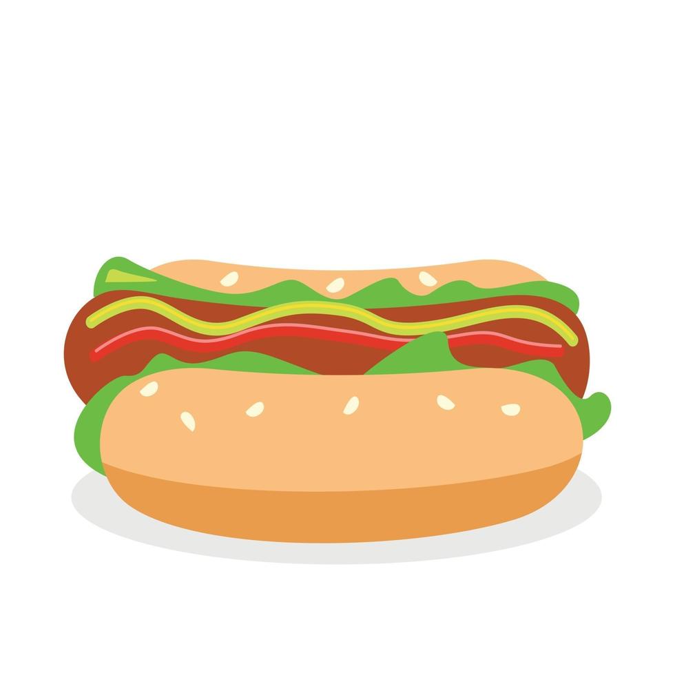 Realistic Sandwich with Sausage and Fresh Vegetables - Vector