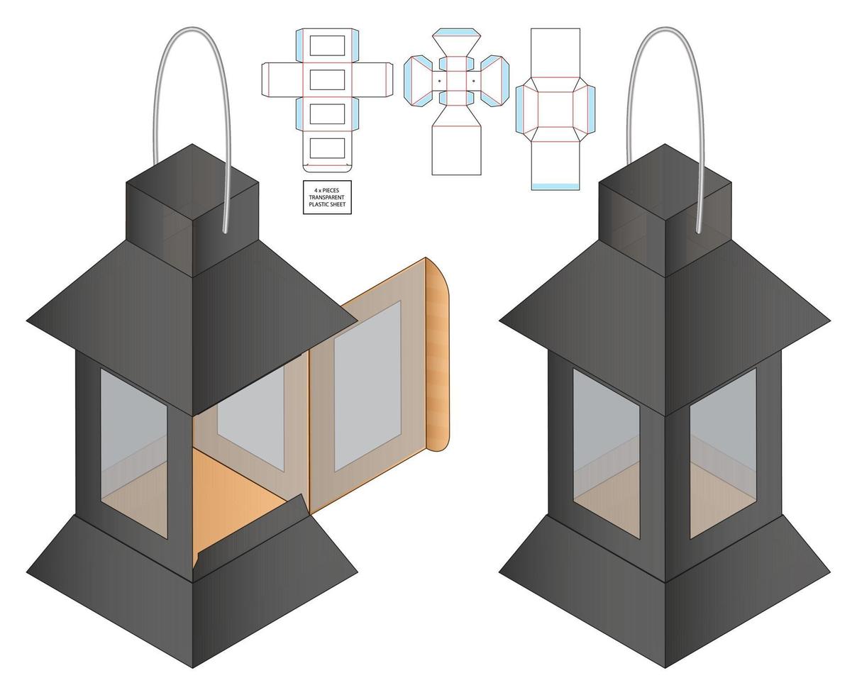 caja de embalaje plantilla troquelada design.3d maqueta vector