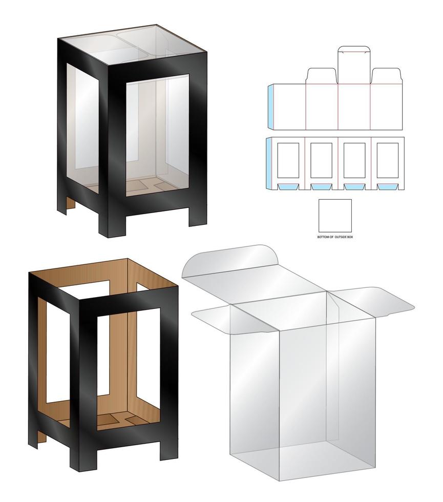 caja de embalaje plantilla troquelada design.3d maqueta vector