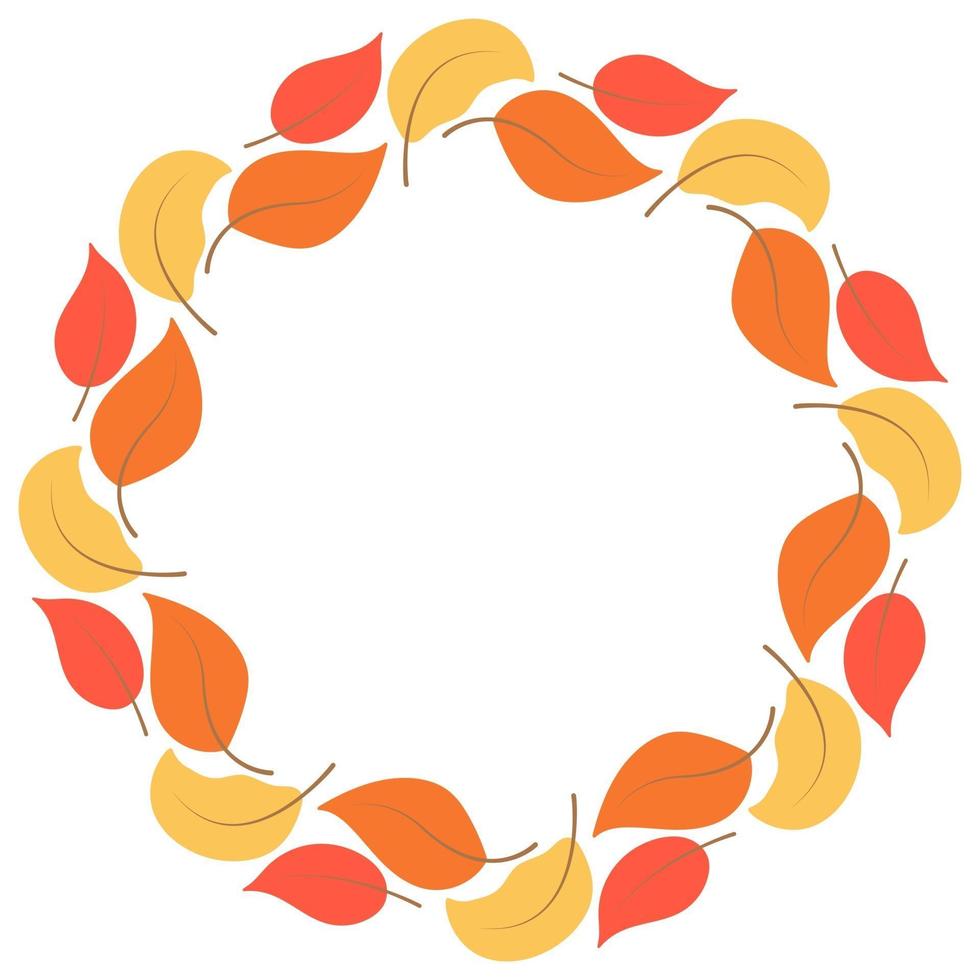 Circular frame  fall leaves vector illustration