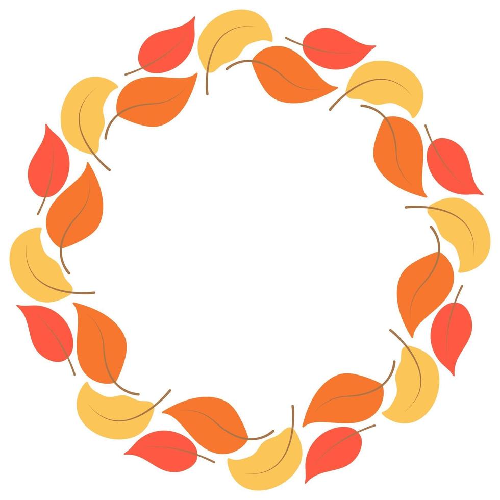 Circular frame  fall leaves vector illustration