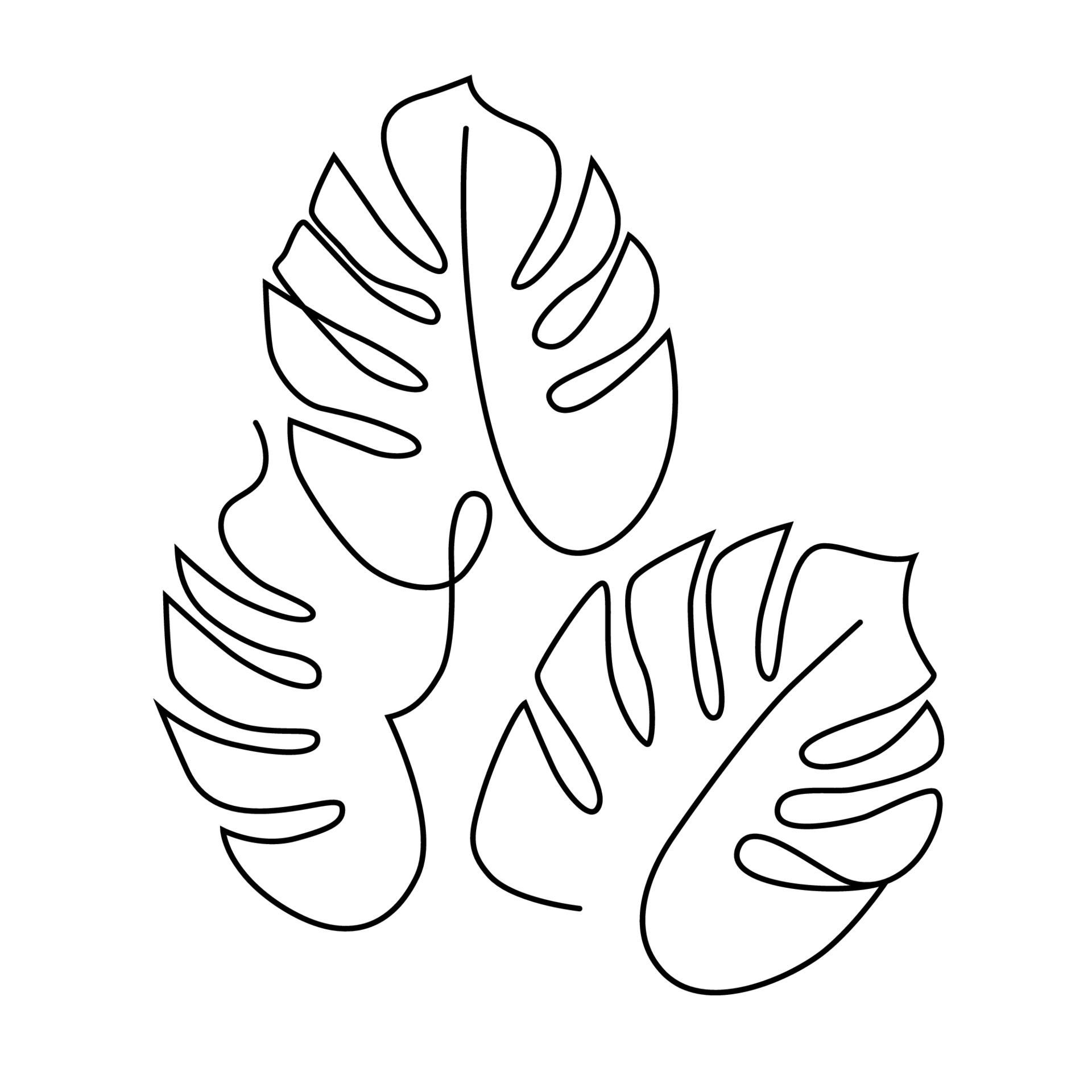 Monstera plant line design for print, cover, minimalist tattoo 3150307 Vector Art at Vecteezy