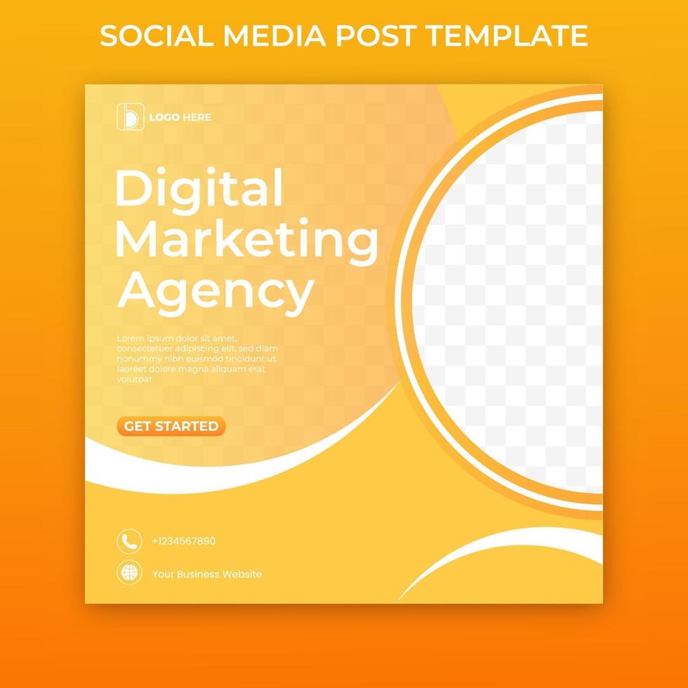 Digital Marketing Social Media template with collage photo. vector