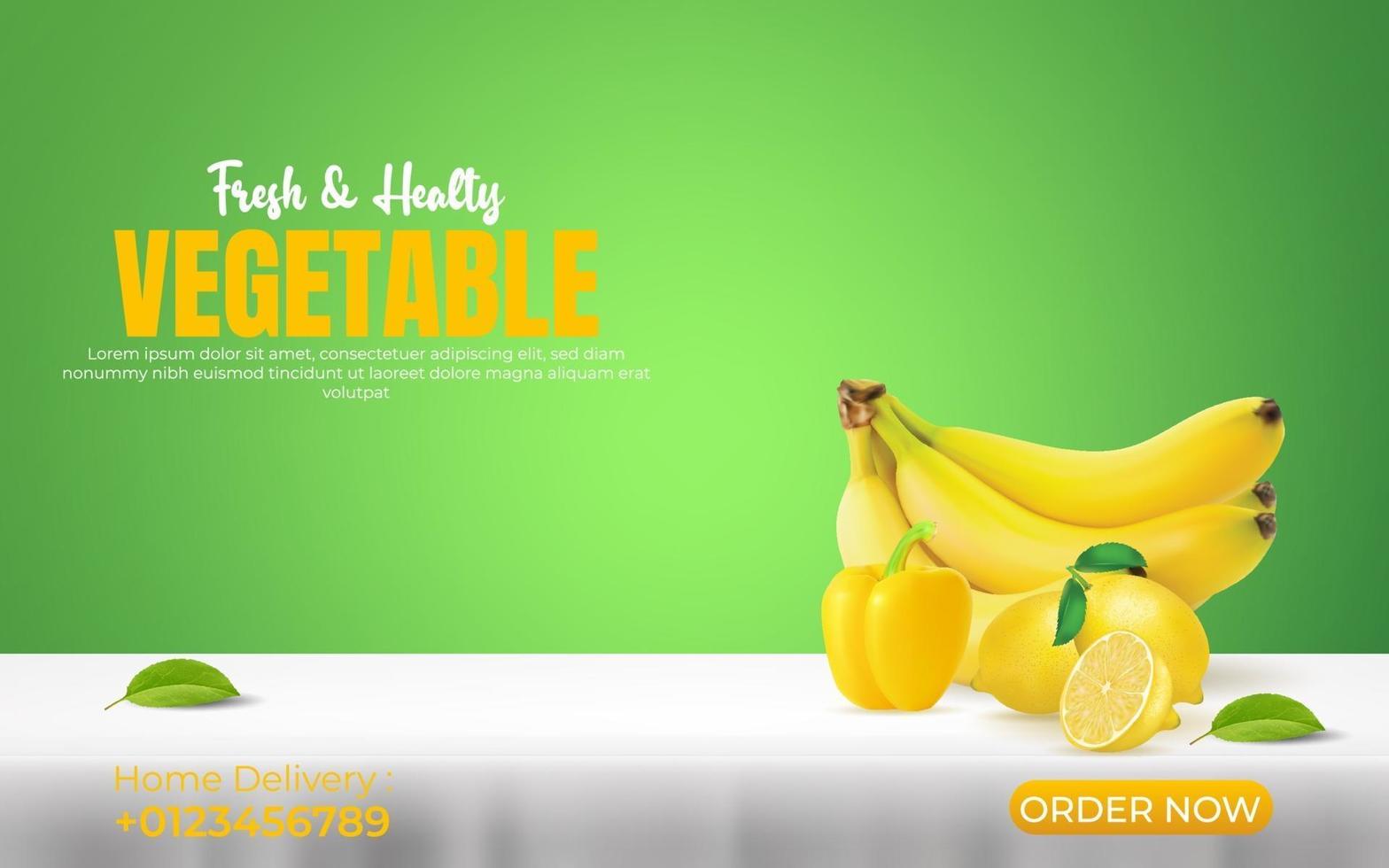 fresh vegetable banner template for promotion. vector