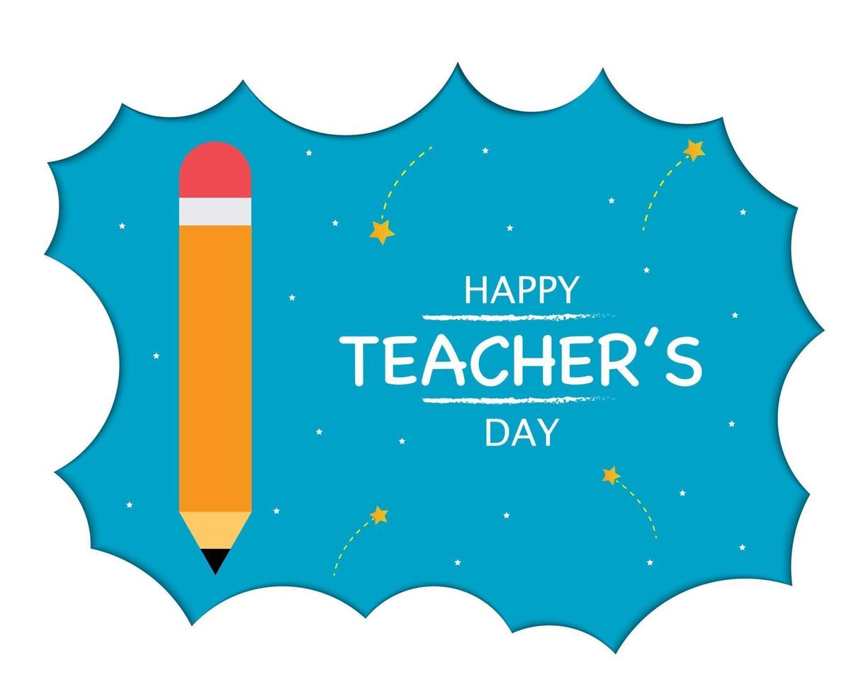 Happy Teacher's Day Pencil Cloud Vector