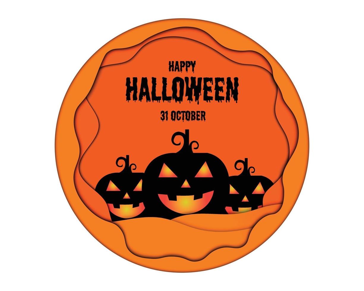 papel de círculo de calabaza de feliz halloween vector