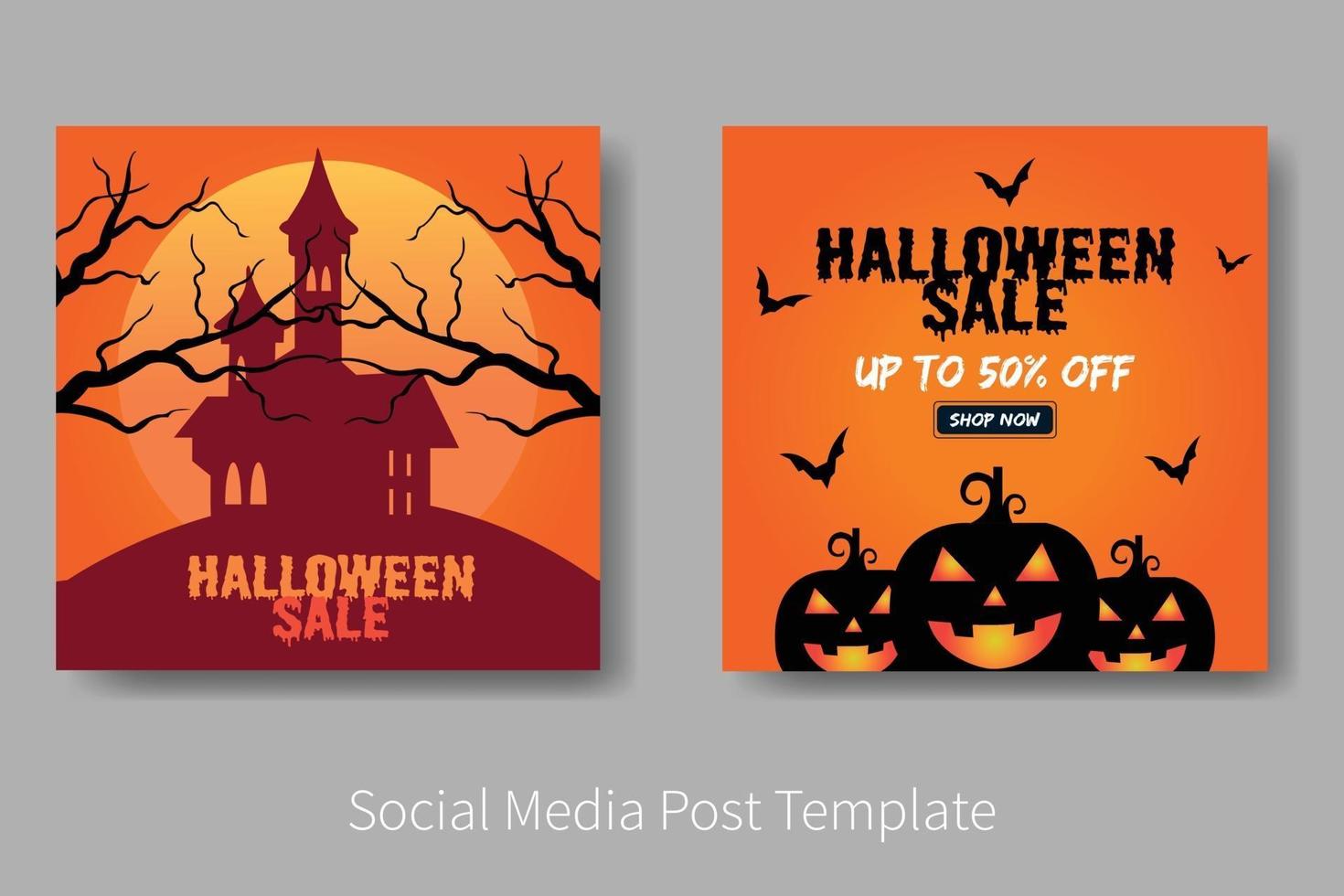 Halloween Sale Social Media Post Template Bundle vector