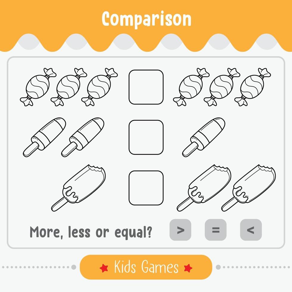 Sonrisa Impresión erupción Comparación de juegos de matemáticas de números para niños más menores o  iguales 3150441 Vector en Vecteezy