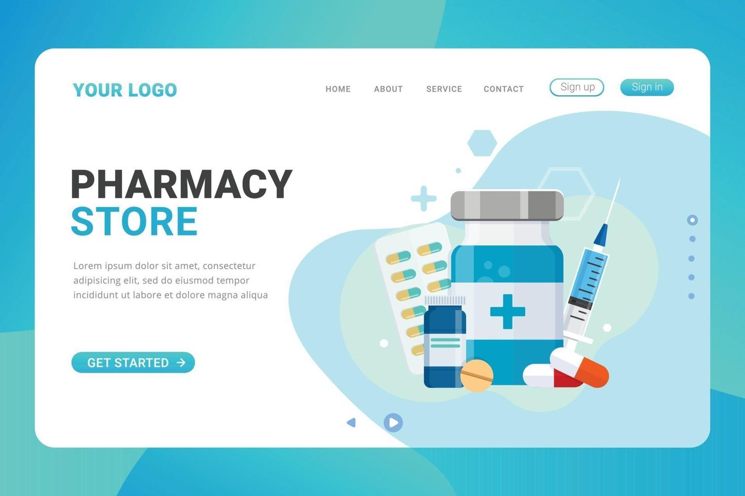 Landing page template pharmacy store design concept 3150458 Vector Art