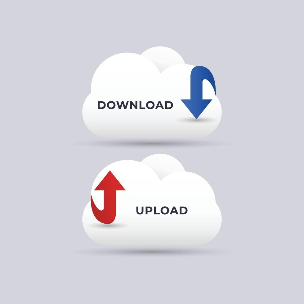 download and upload button icon vector