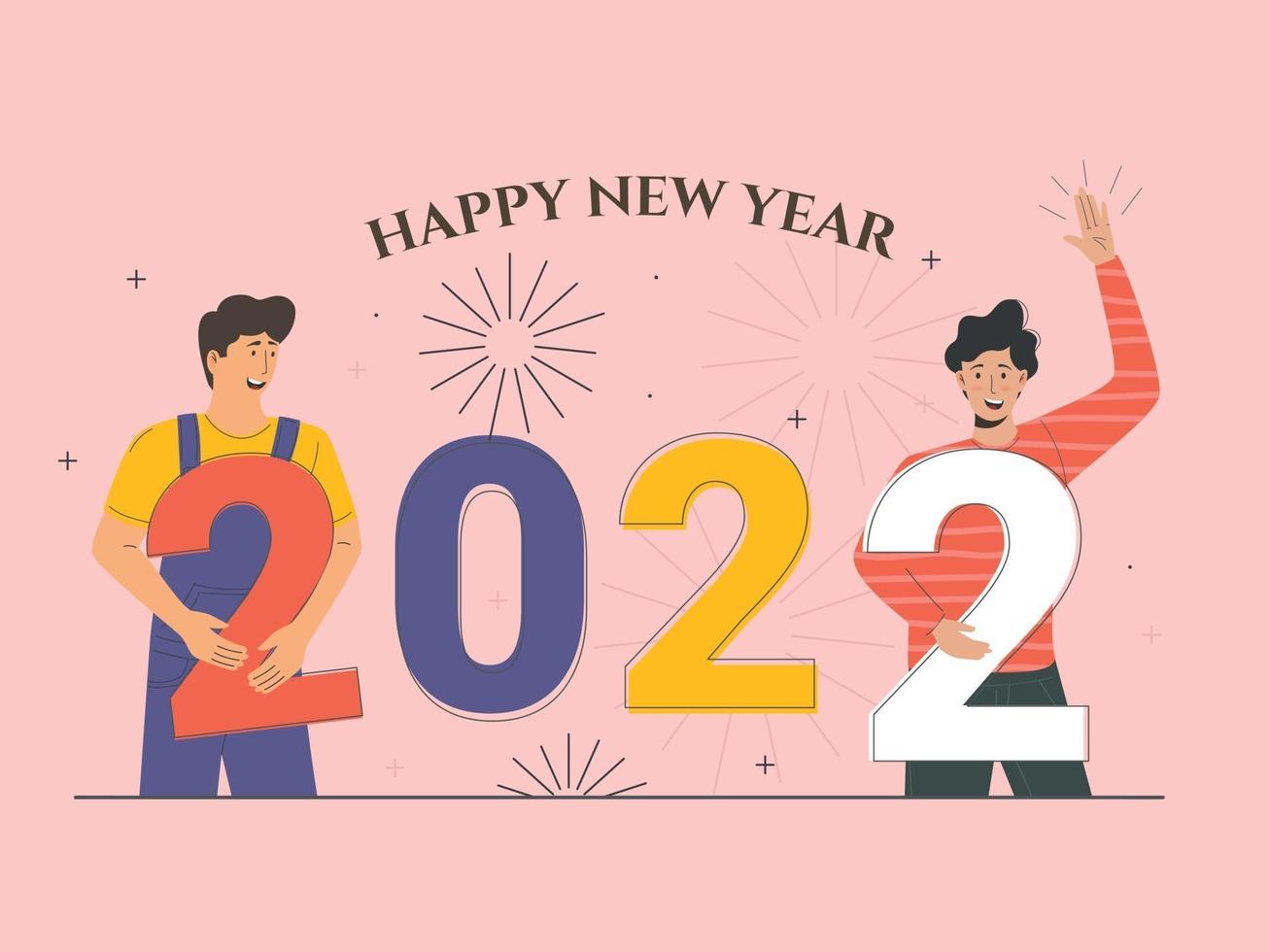 mens character celebrate christmas or new year happy new year 2022 vector