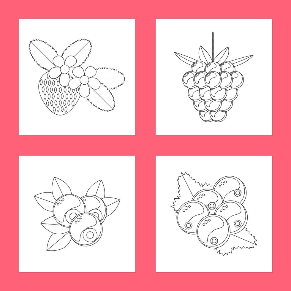 a set of colorings for children of preschool age, berries vector