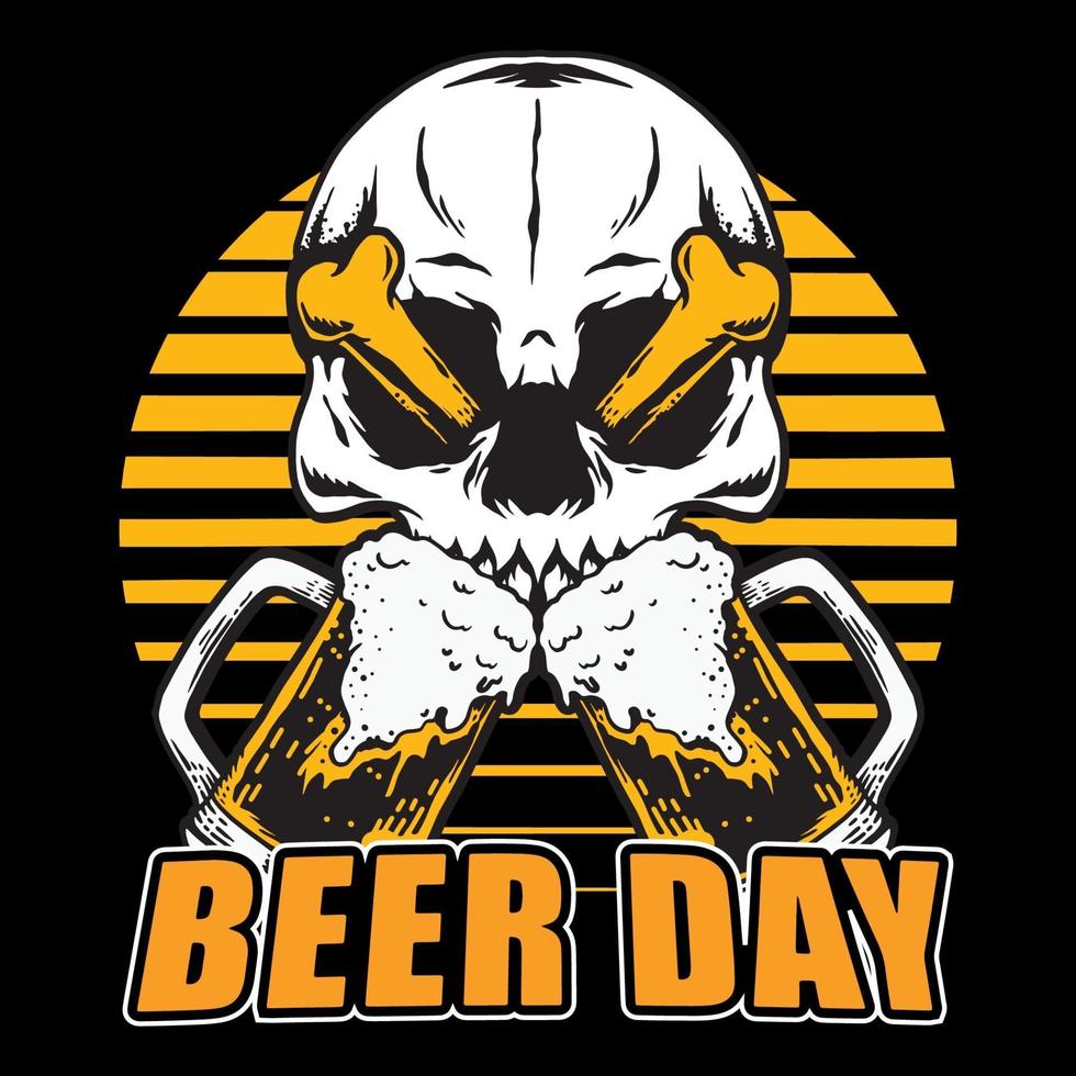 Beer Day vector skull illustration