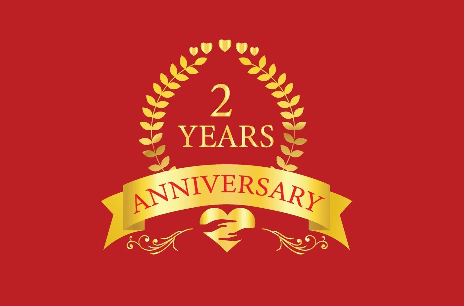 Diseño de logotipo de aniversario de 2 años vector
