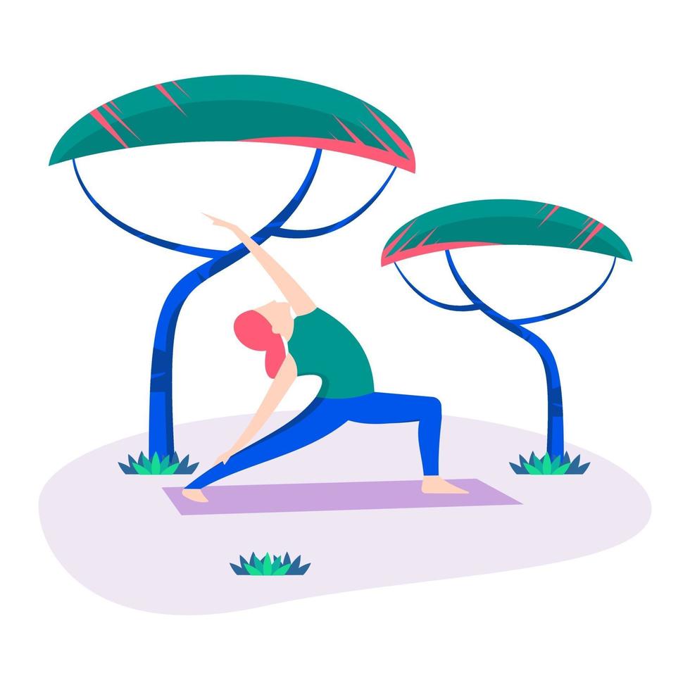 ilustración vectorial, mujer haciendo yoga vector