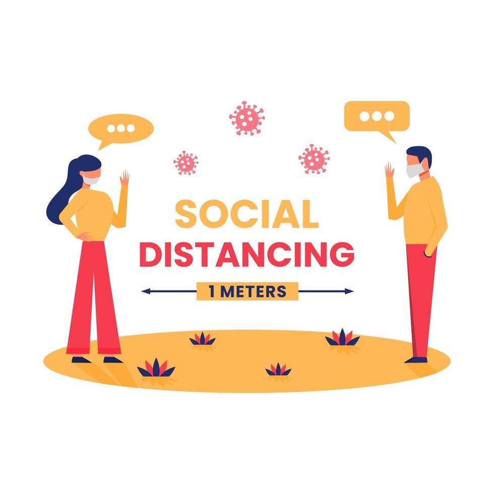 Social distancing vector illustration