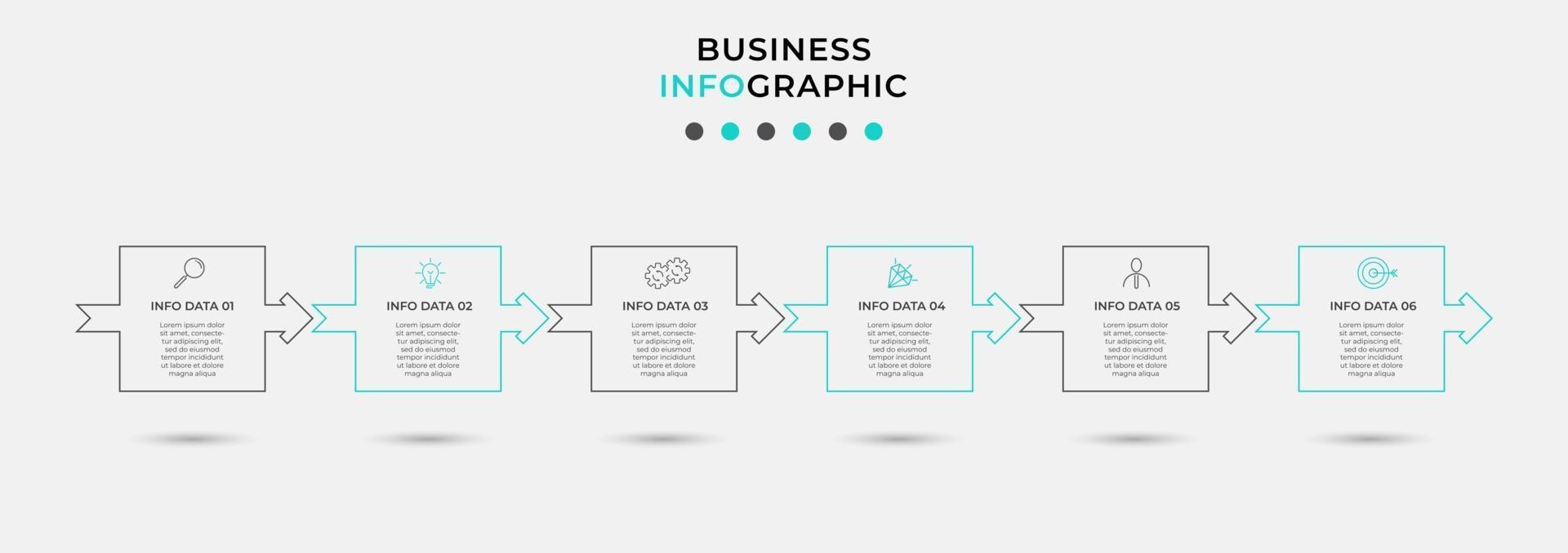 Infographic design template with icons and 6 options or steps vector