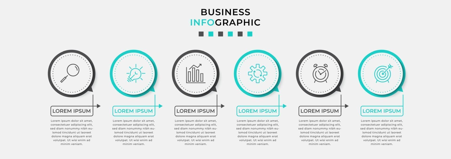 Infographic design template with icons and 6 options or steps vector
