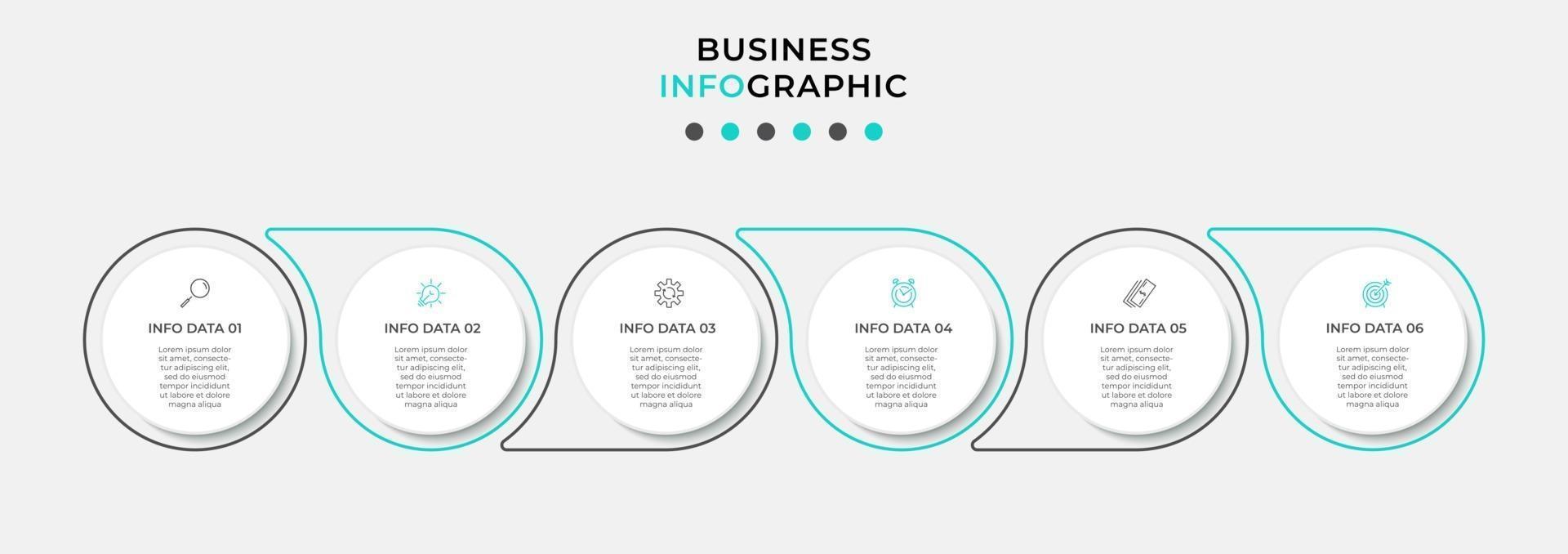 Infographic design template with icons and 6 options or steps vector