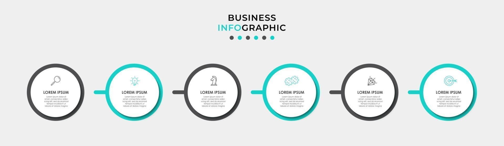 Infographic design template with icons and 6 options or steps vector