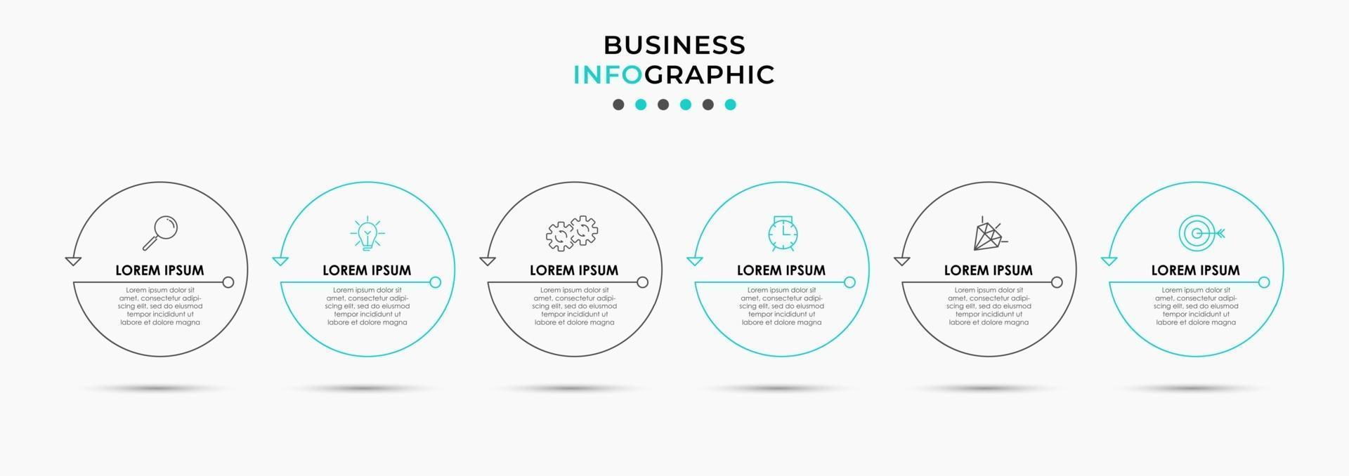 Infographic design template with icons and 6 options or steps vector