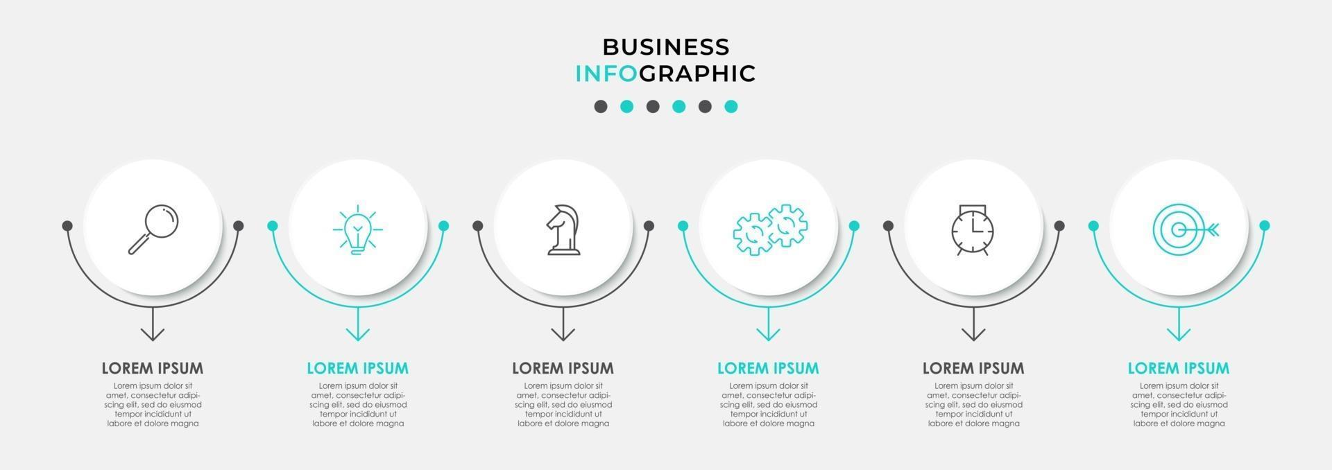 Infographic design template with icons and 6 options or steps vector