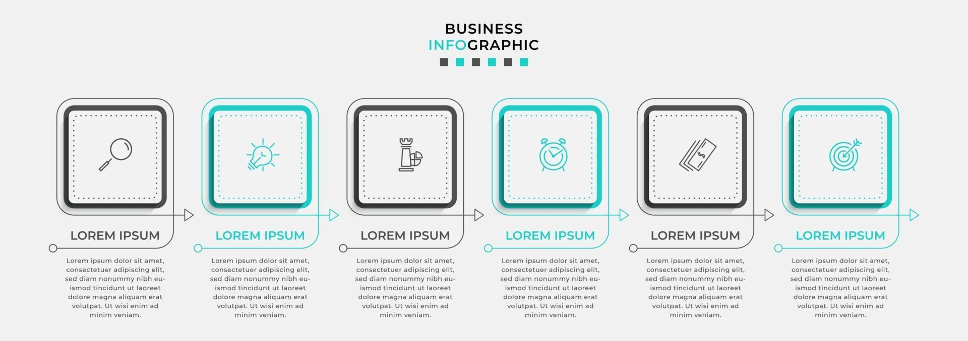 Infographic design template with icons and 6 options or steps vector