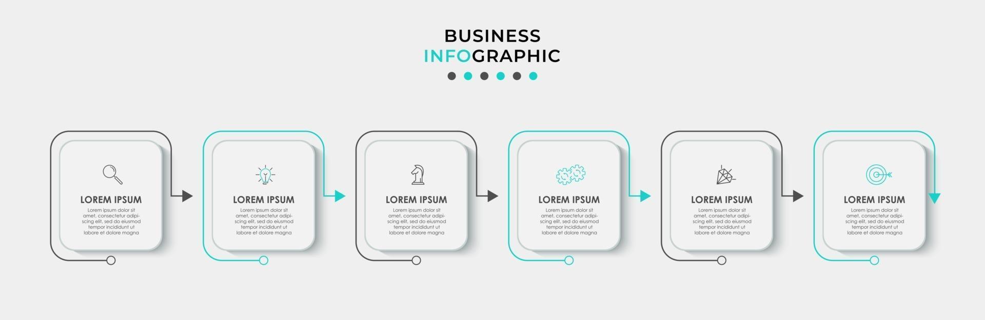 Plantilla de diseño infográfico con iconos y 6 opciones o pasos. vector