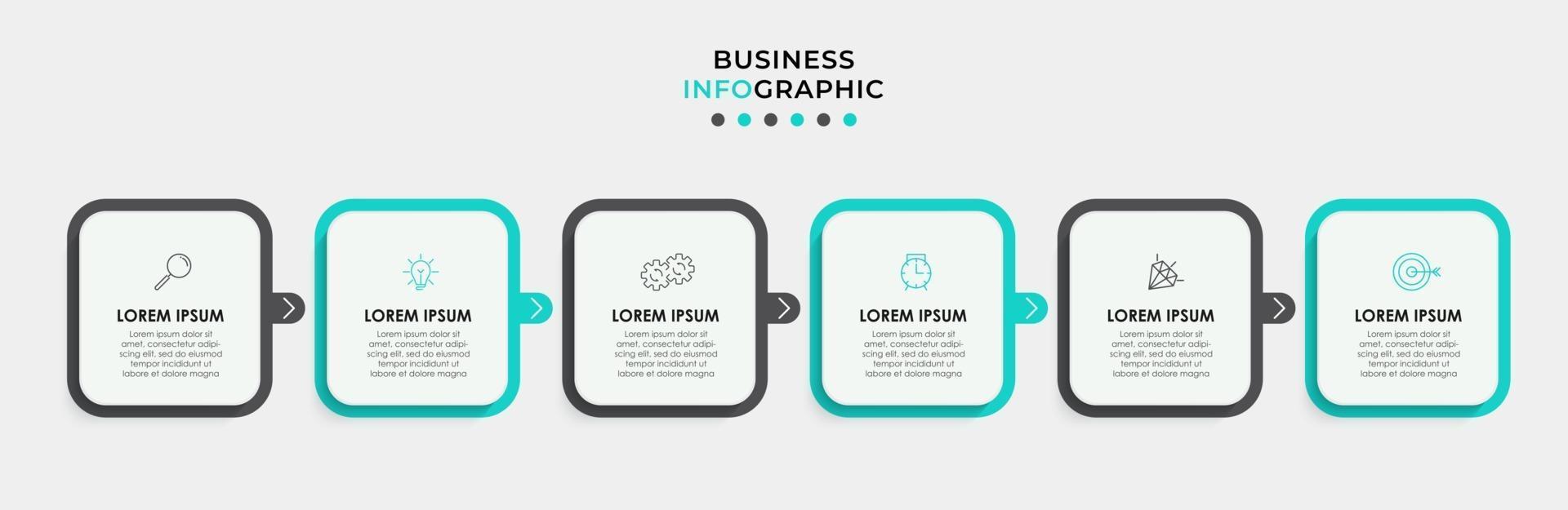 Infographic design template with icons and 6 options or steps vector