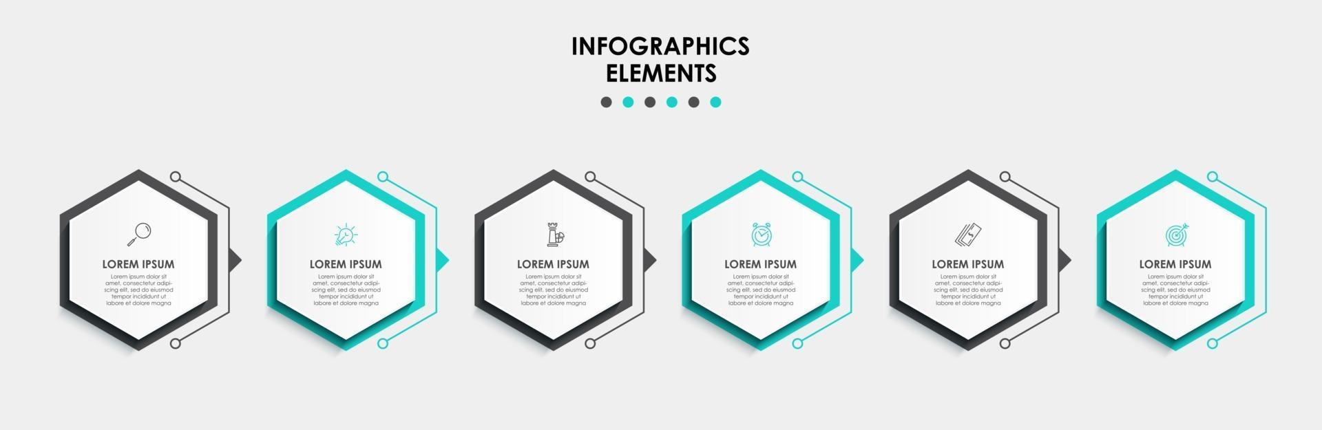 Infographic design template with icons and 6 options or steps vector