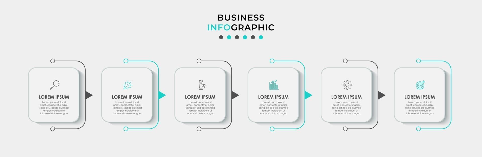 Infographic design template with icons and 6 options or steps vector