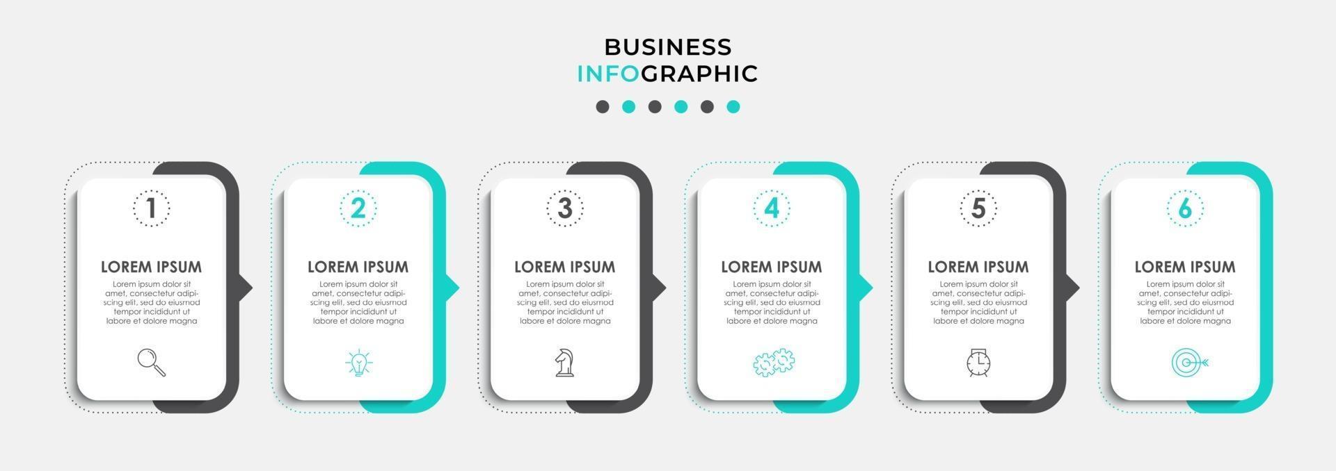 Infographic design template with icons and 6 options or steps vector