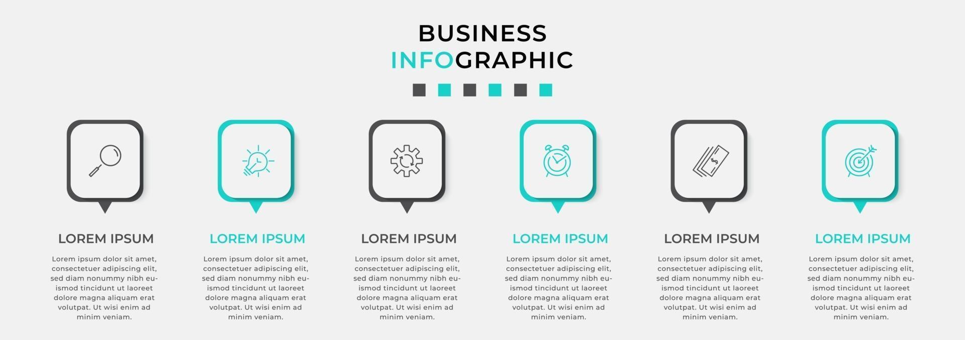 Infographic design template with icons and 6 options or steps vector