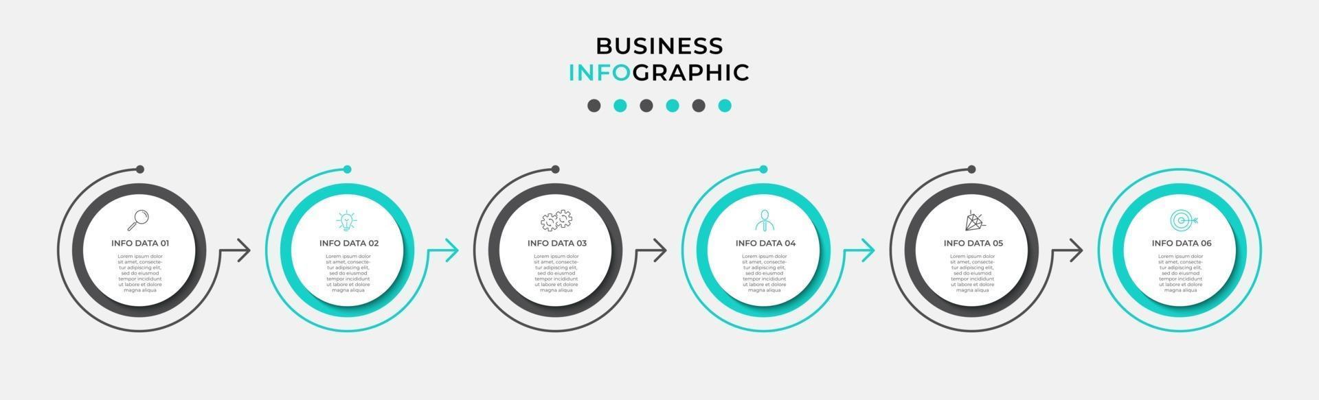 Plantilla de diseño infográfico con iconos y 6 opciones o pasos. vector