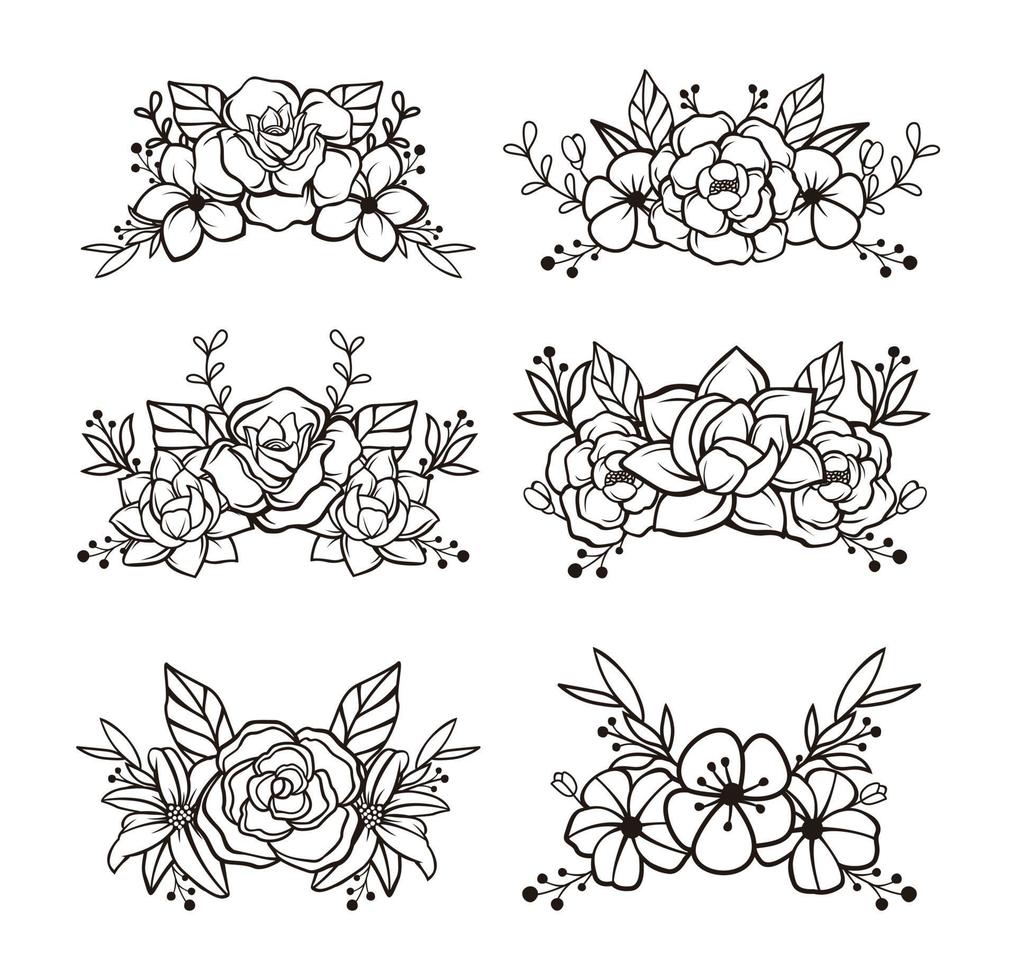 hermosos elementos de archivo de corte de flores vector