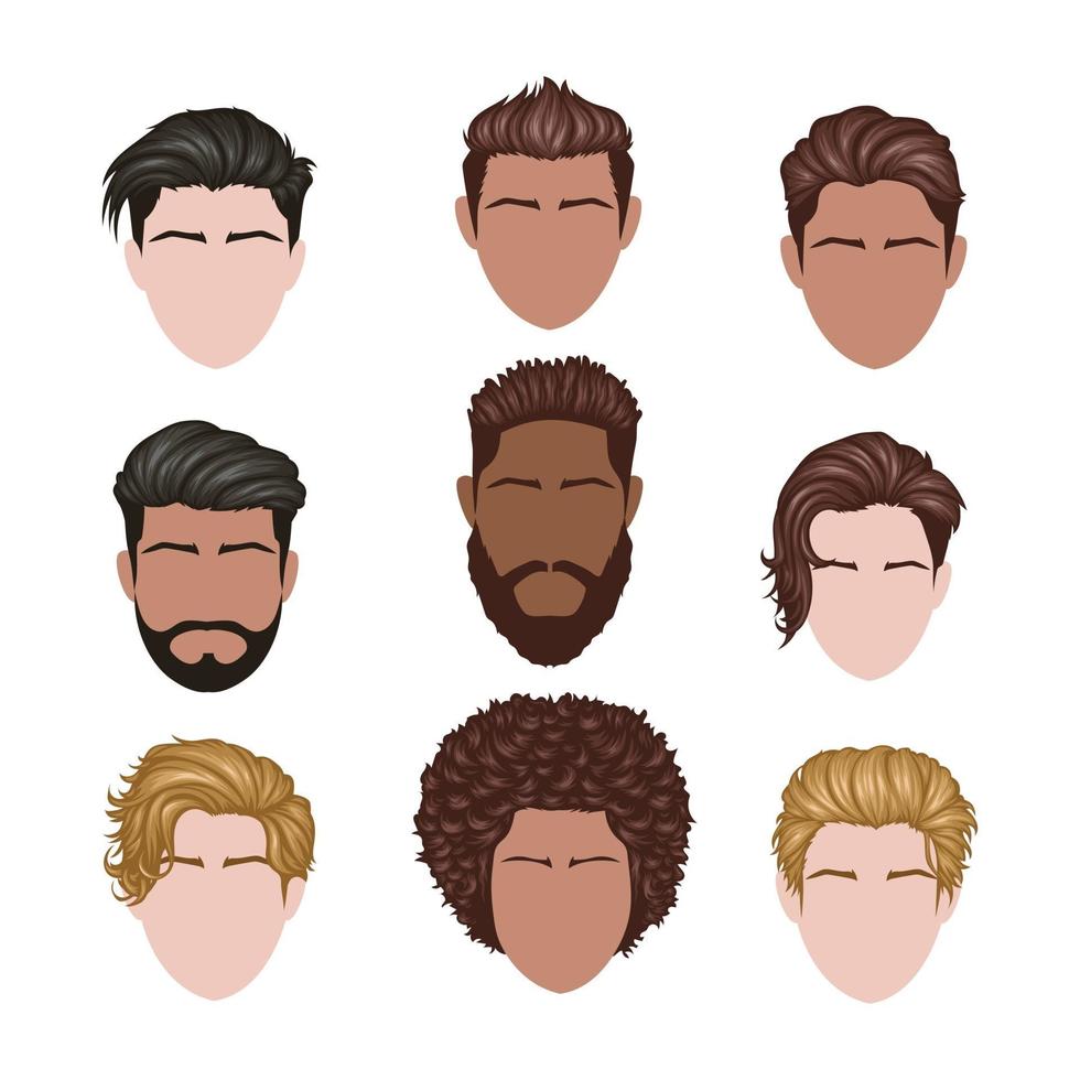 Set of Variety man hairstyles vector