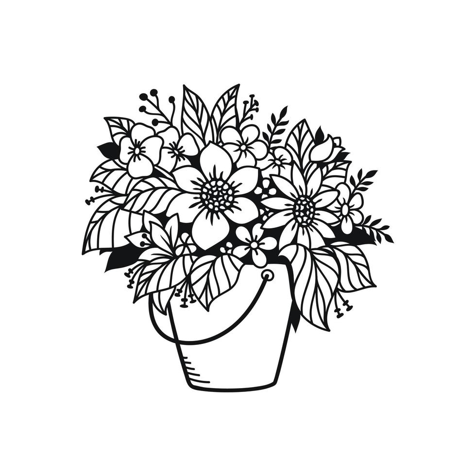 Beautiful Floral cut files in wicker basket vector