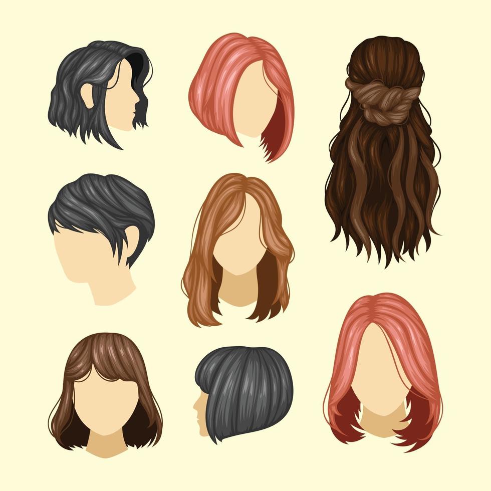 conjunto de variedad de peinados de mujeres vector