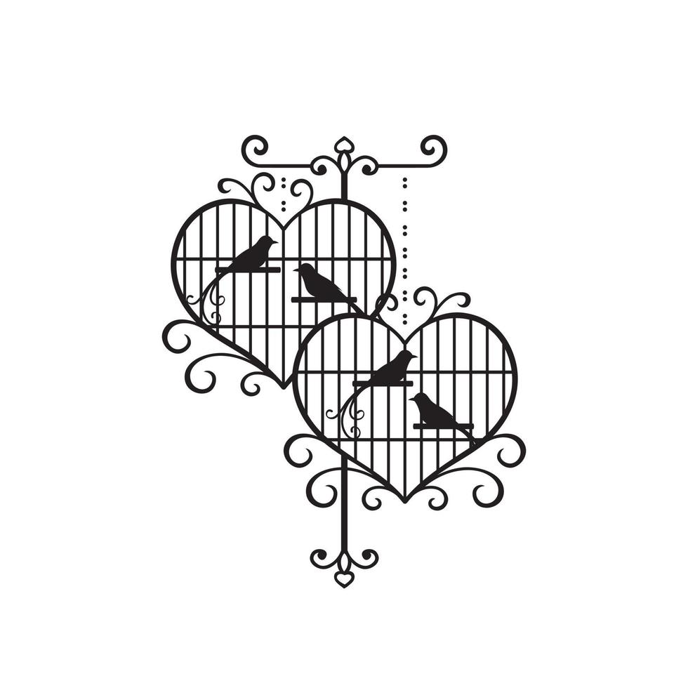 Hand drawn wedding birdcage collections vector