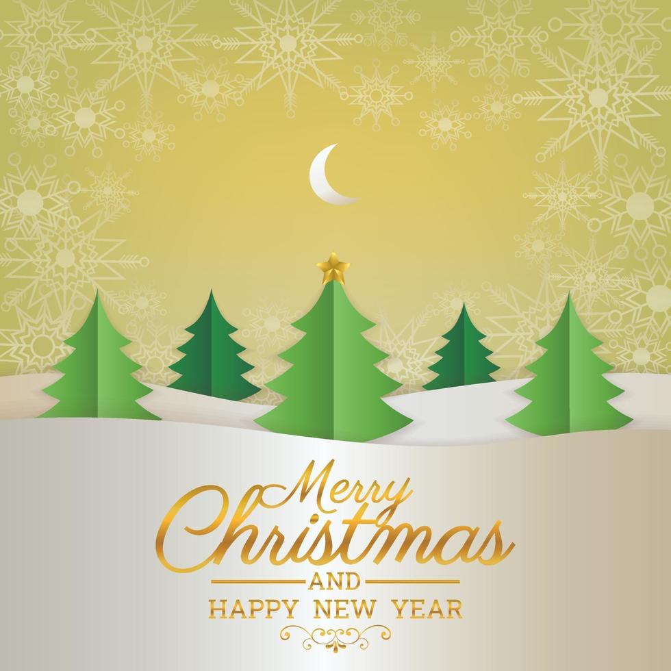 merry christmas card art vector gold background