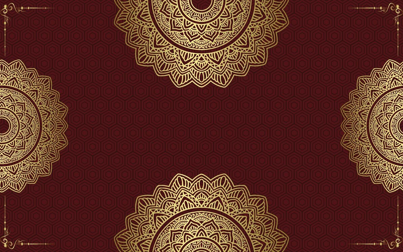 Luxury gold mandala ornate background for wedding invitation vector