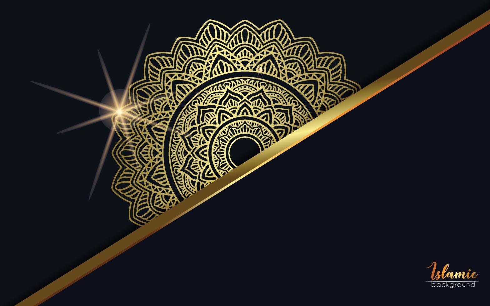 Fondo adornado de mandala de oro de lujo para invitación de boda vector