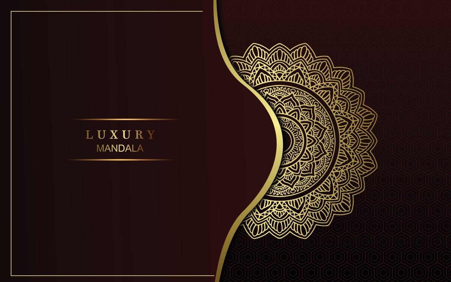 Luxury gold mandala ornate background for wedding invitation vector