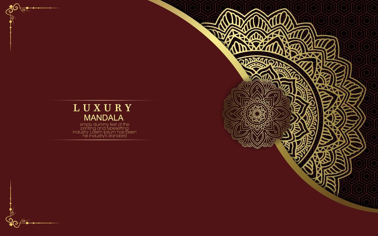 Luxury gold mandala ornate background for wedding invitation vector