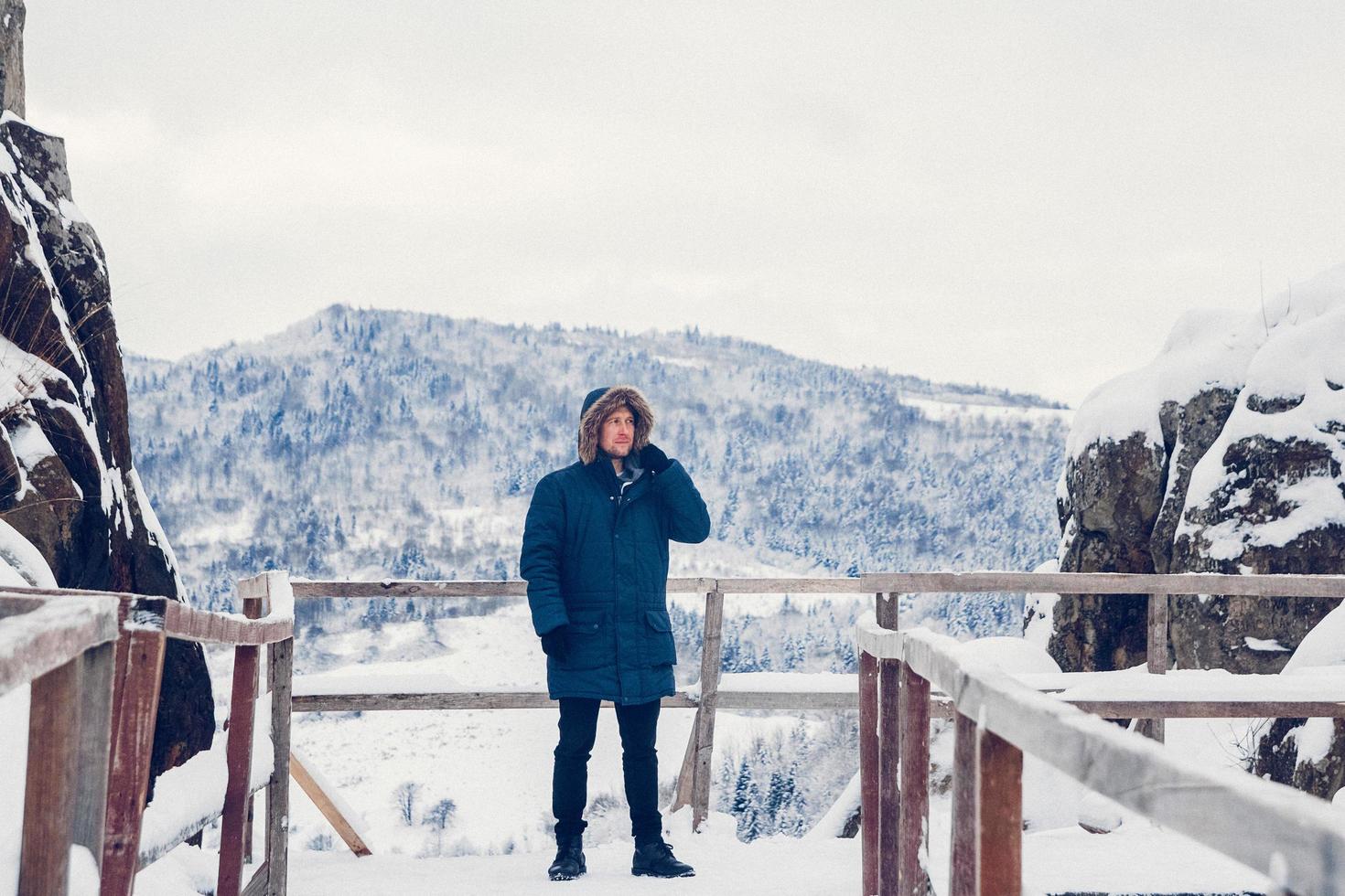 Portrait of a man in winter clothes photo