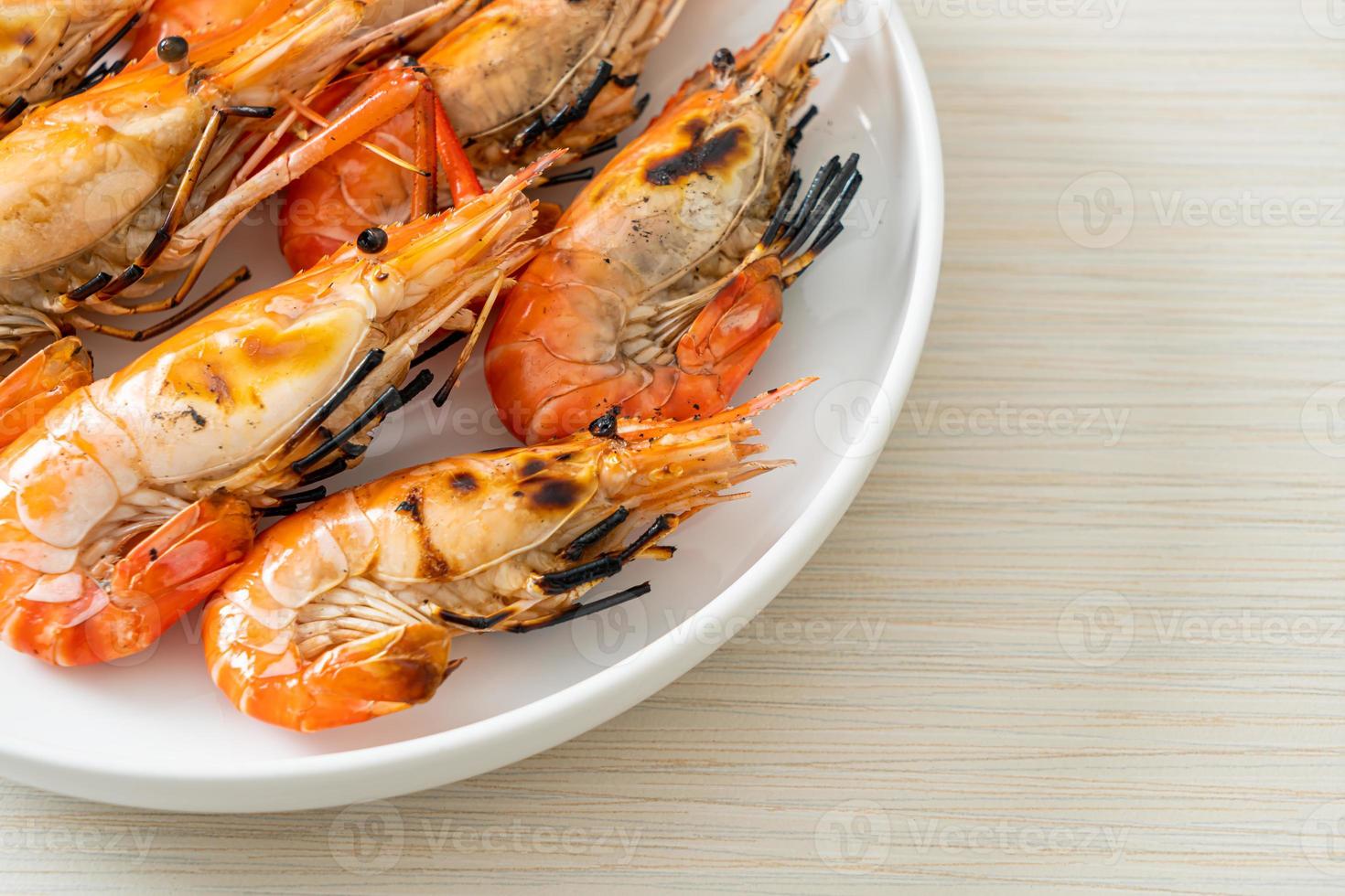 Grilled river prawns or shrimps - seafood style photo