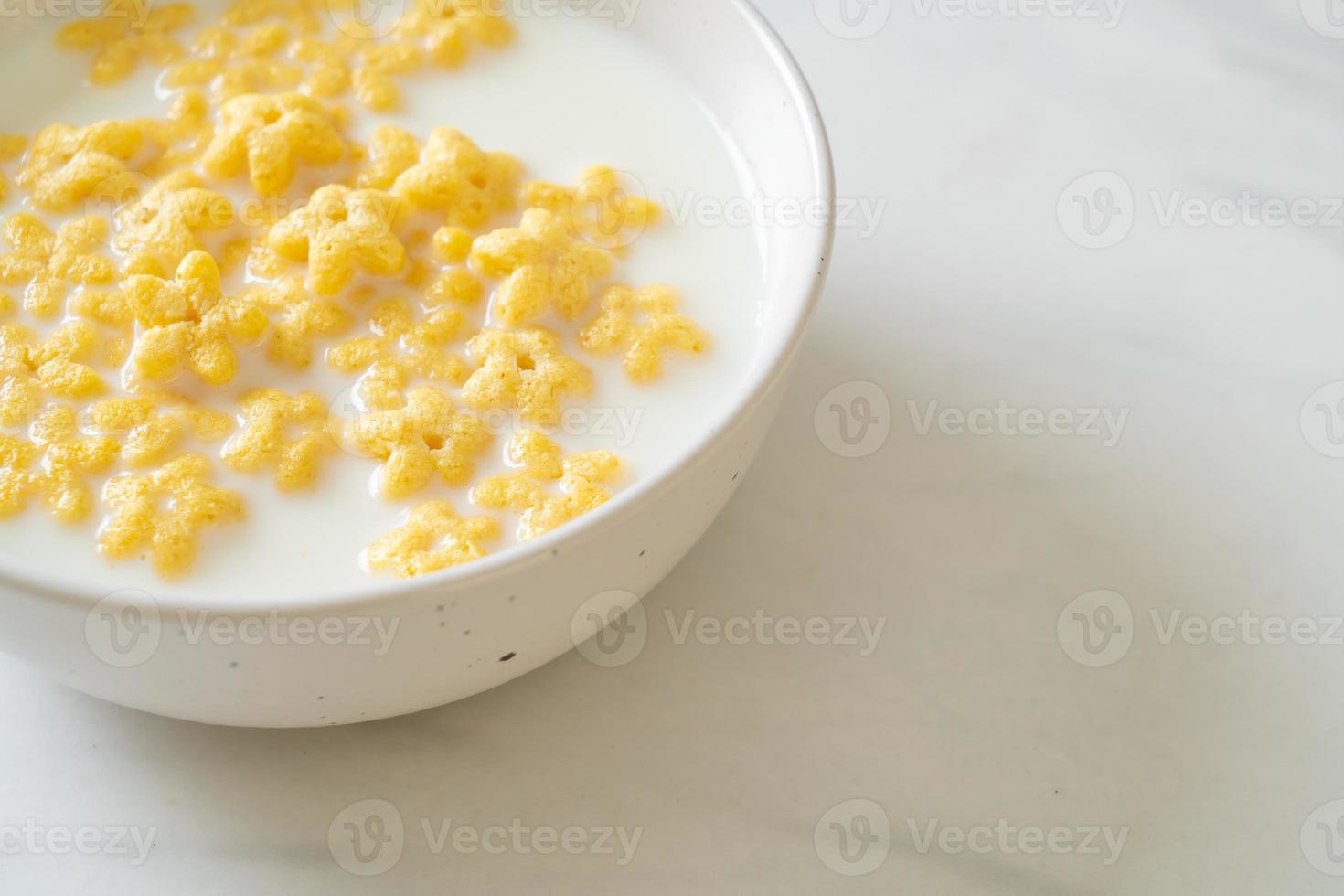 Whole grain cereals with fresh milk for breakfast photo