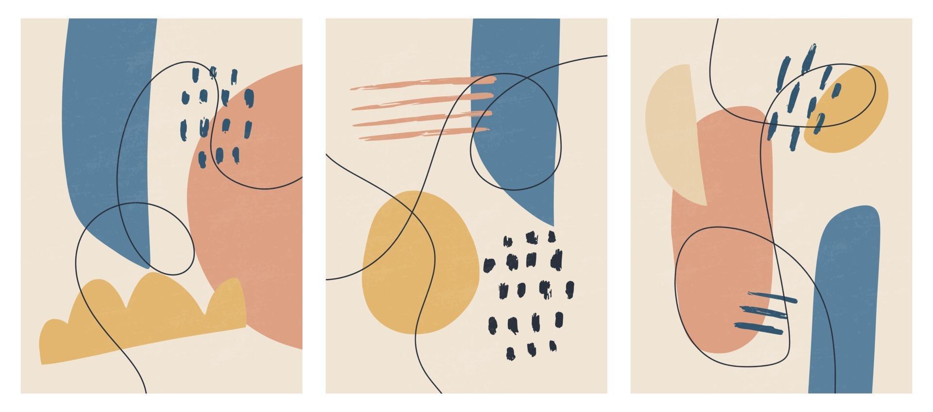 Plantillas contemporáneas con formas abstractas estilo moderno de mediados de siglo. vector