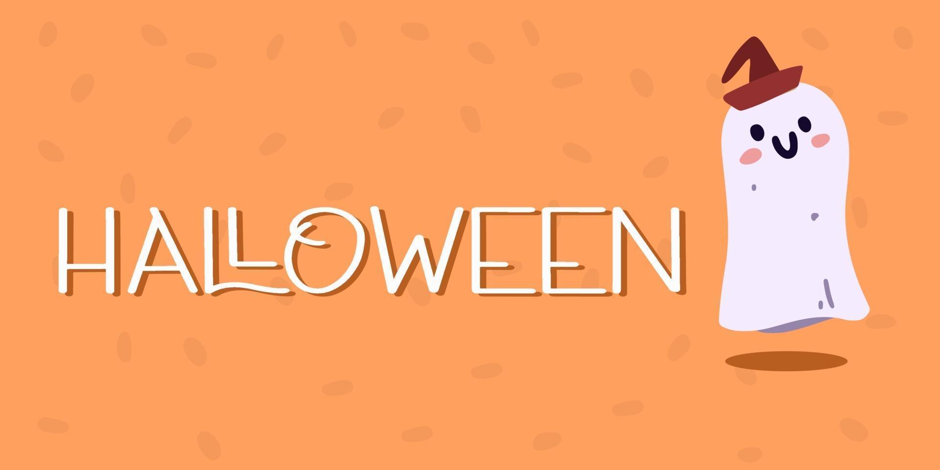 Letras de banner de halloween y fantasmas. concepto de halloween. vector