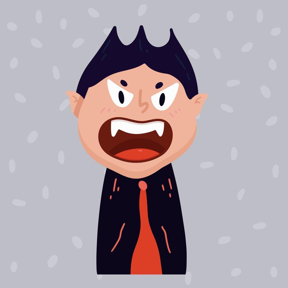Scary dracula with fangs for halloween. Halloween concept. vector